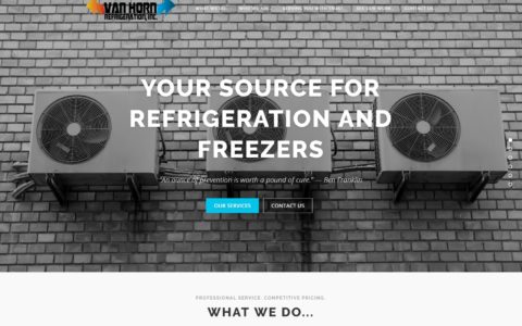 Van Horn Refrigeration (vanhornrefrigeration.com) - Dynamic scaling single page layout with SEO Optimization